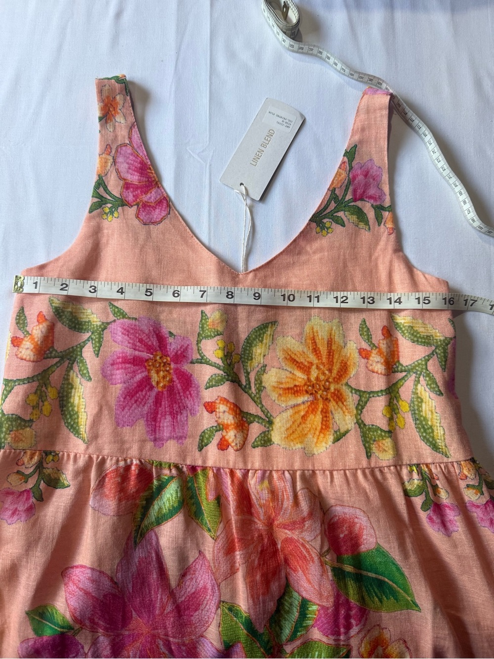 Bellambra Italian Linen Blend Floral Midi Dress Women’s Size M Pink Italy NWT - Picture 7 of 8
